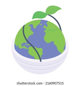Ein isometrisches Symbol des grünen Planeten 