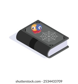 An isometric icon of halloween book in modern design style