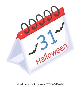Isometric icon of halloween date with editable facility 