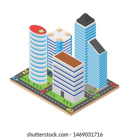 Isometric icon of highrise building vector 