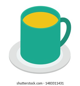 Isometric icon of hot teacup