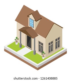 Isometric icon of a house 
