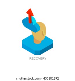 Isometric icon of human brain process, people thinking. Infographic and logo concept