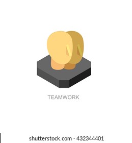 Isometric icon of human brain process, people thinking. Infographic and logo concept