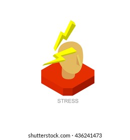 Isometric icon of human brain process, people thinking. Infographic and logo concept