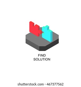 Isometric icon of human brain process, people thinking