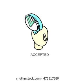 Isometric icon of human brain process, people thinking