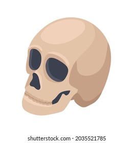 Isometric icon with human skull on white background vector illustration