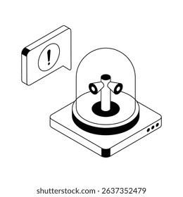 An isometric icon illustrating a siren alert security system