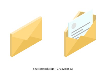 Isometric icon illustration: Email (unopened opened)