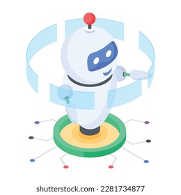 Here’s an isometric icon of intelligent robot 