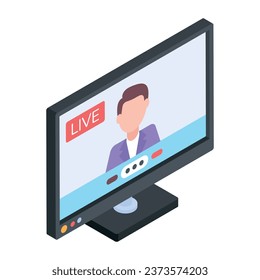 Isometric icon of an internet tv 