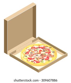 Isometric icon of Italian pizza