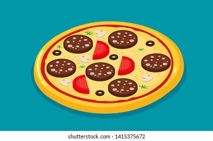 Isometric icon of Italian pizza vector