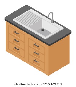 Isometric icon of kitchen faucet