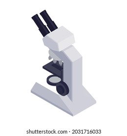 Isometric icon with lab microscope back view 3d vector illustration