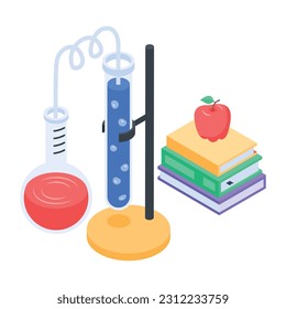 Icono isométrico de la investigación de laboratorio 