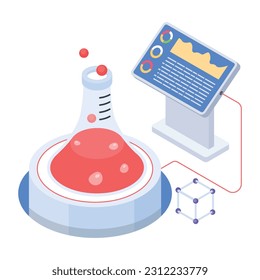 Icono isométrico de la investigación de laboratorio 