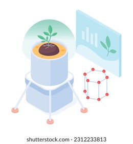Icono isométrico de la investigación de laboratorio 