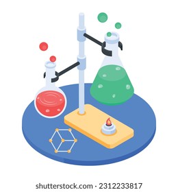 Icono isométrico de la investigación de laboratorio 