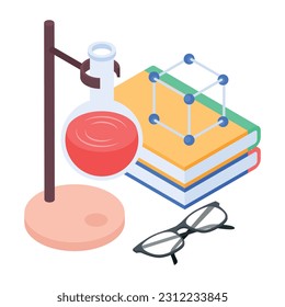 Icono isométrico de la investigación de laboratorio 