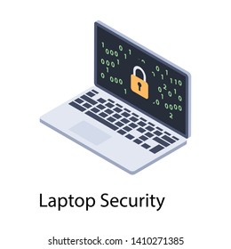 
Isometric icon of laptop security 

