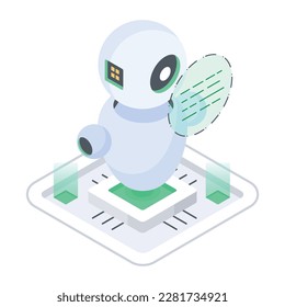 Here’s an isometric icon of a learning robot 