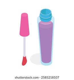 An isometric icon of lip gloss in modern design style