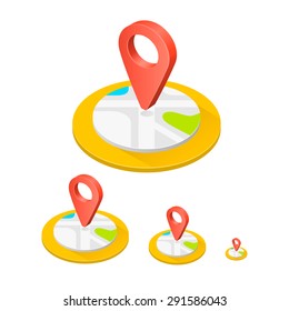 Isometric icon location, Flat icon point map, 3d icon point map, Vector illustration