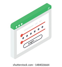 isometric icon of login website 