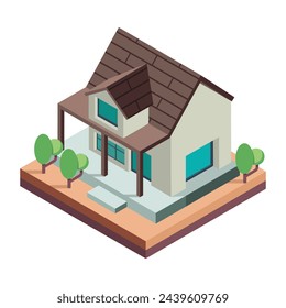 An isometric icon of mansion building