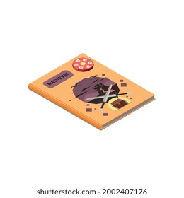 Isometric icon with medieval board game 3d vector illustration