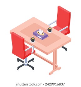 Here�s an isometric icon of a meeting table