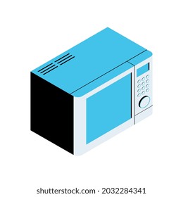 Isometric icon with microwave oven on white background vector illustration