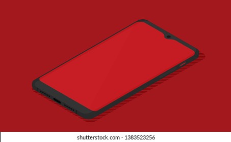 Isometric icon of mobile phone in flat style