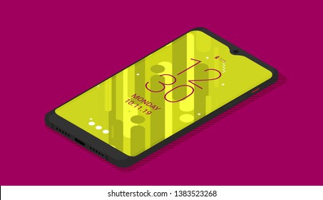Isometric icon of mobile phone in flat style
