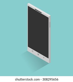 Isometric icon of mobile phone in flat style