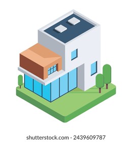 Un icono isométrico del hogar moderno