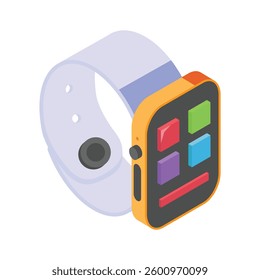 An isometric icon of a modern smartwatch.