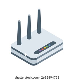Um ícone isométrico de um roteador sem fio moderno.