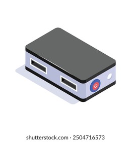 Un icono isométrico de centro de red en estilo de diseño moderno