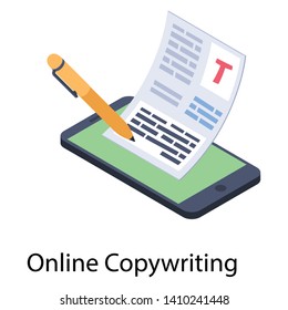 
Isometric icon of online copywriting 
