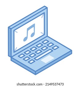 An isometric icon of online music, vector design 

