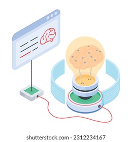 An isometric icon of online research