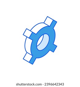 Isometric icon in outline. Modern flat vector Illustration. Currency symbol. Social media marketing icon.