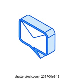 Isometric icon in outline. Modern flat vector Illustration. Message box symbol. Social media marketing icon.