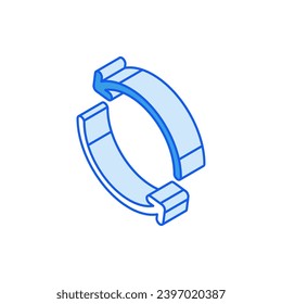Isometrisches Symbol in Umrissen. Moderne, flache Vektorgrafik. Zwei runde Pfeilzeichen. Symbol für Social Media-Marketing.