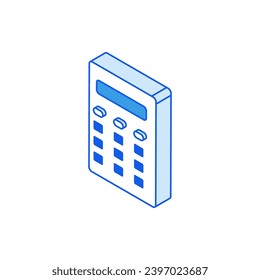Isometric icon in outline. Modern flat vector Illustration. Calculator symbol. Social media marketing icon.
