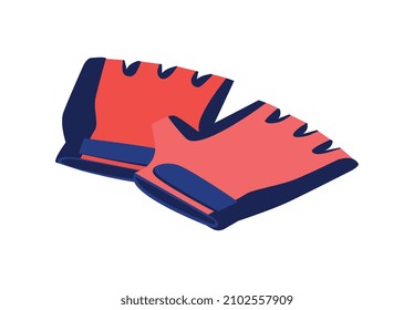 Icono isométrico con un par de guantes de bicicleta azul y rojo de deporte ilustración vectorial