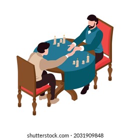 Isometric icon with palm reader telling fortune 3d vector illustration